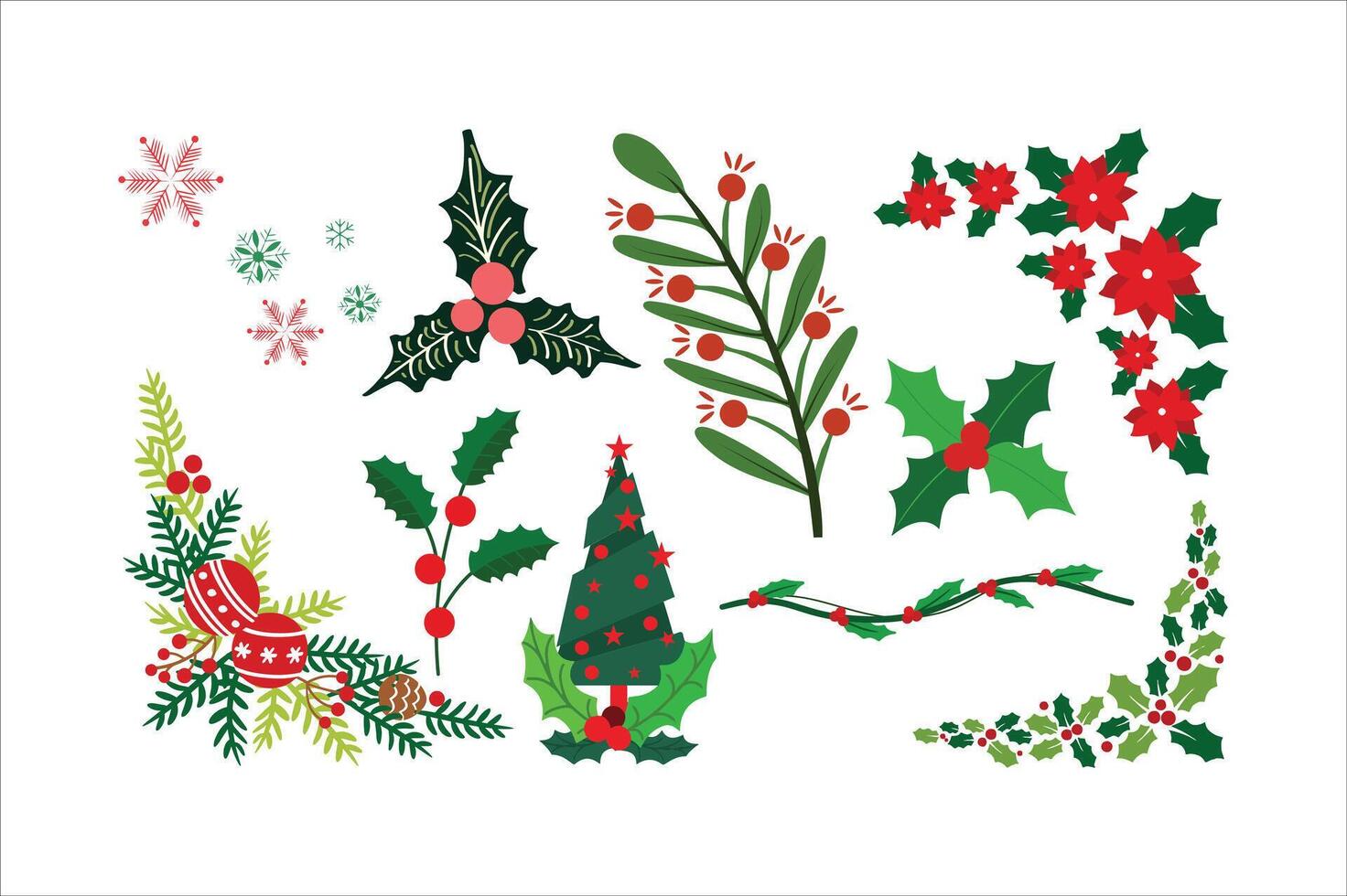 Christmas decorations and ornaments design illustration set. vector