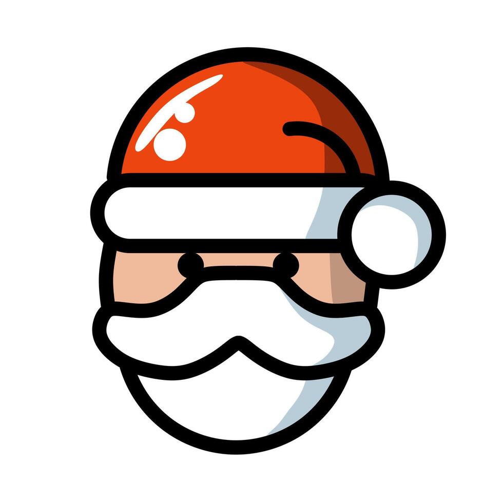 Cute santa head icon with red hat for icons vector