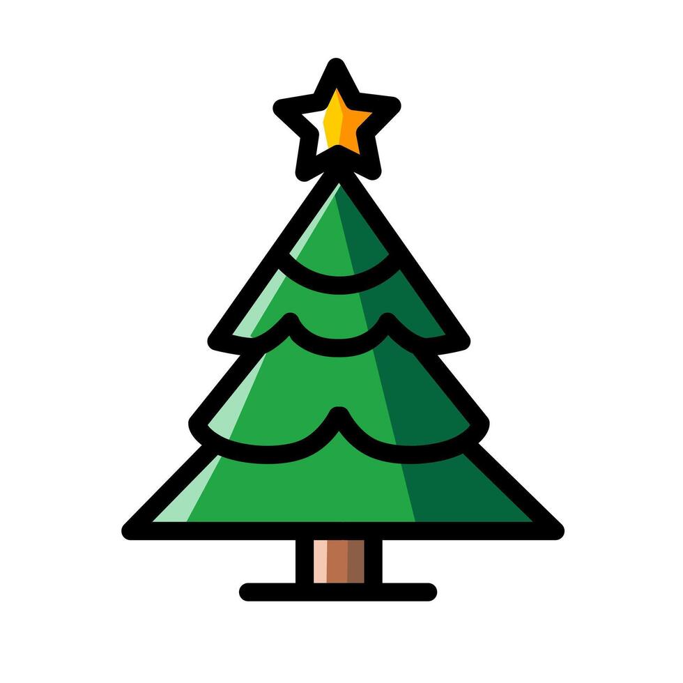 Cute Christmas tree with star decoration for icons vector