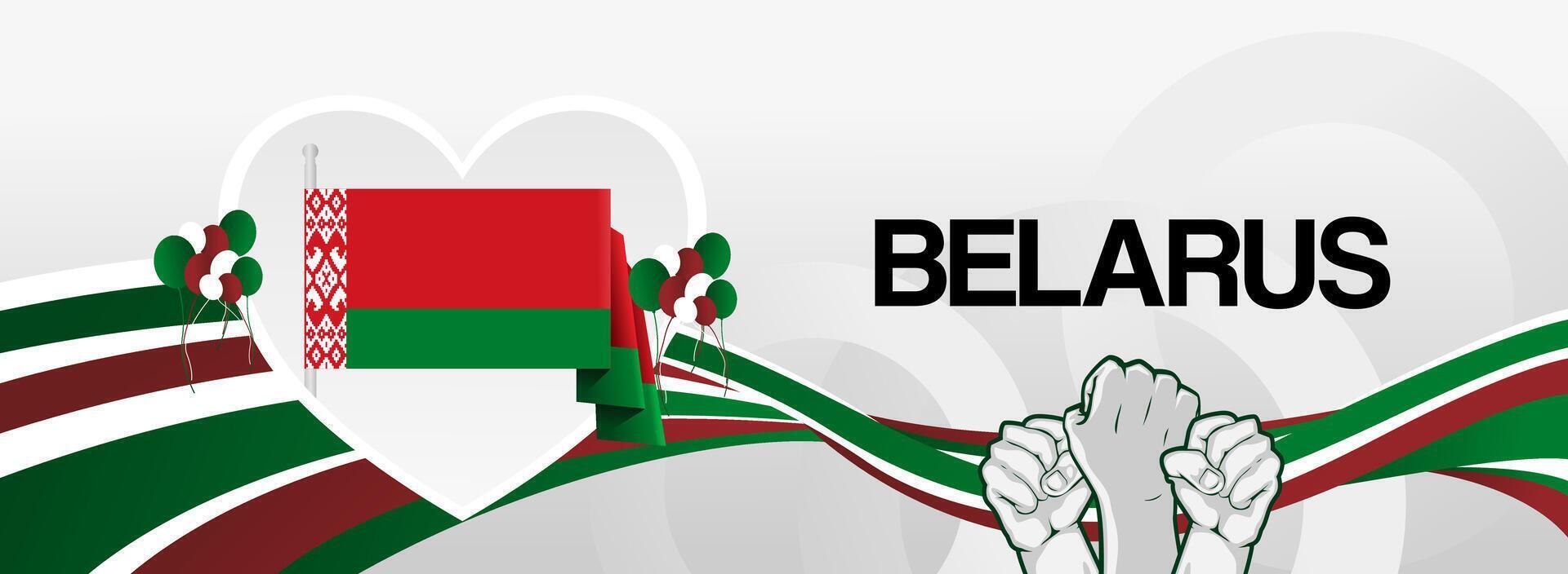 Modern abstract Belarus cover with love symbol and raised hands vector