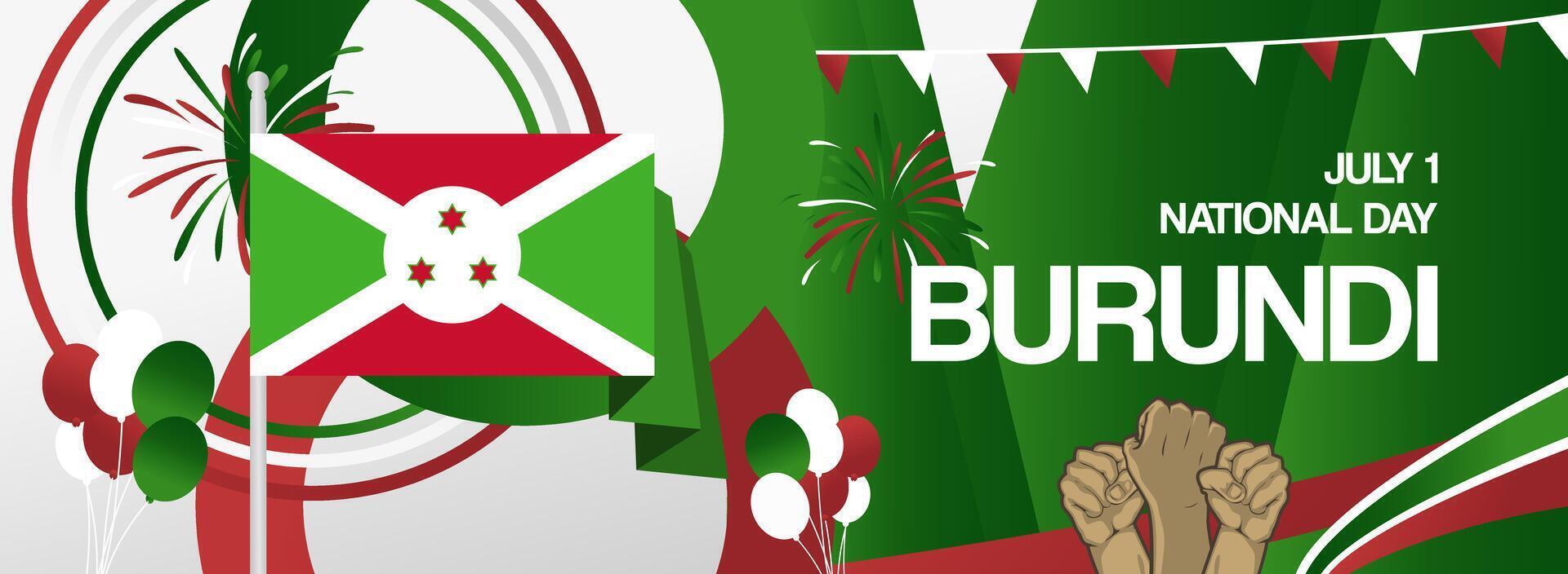 Wide poster for Burundi national day celebration, can also be used as invitation card or greeting card vector