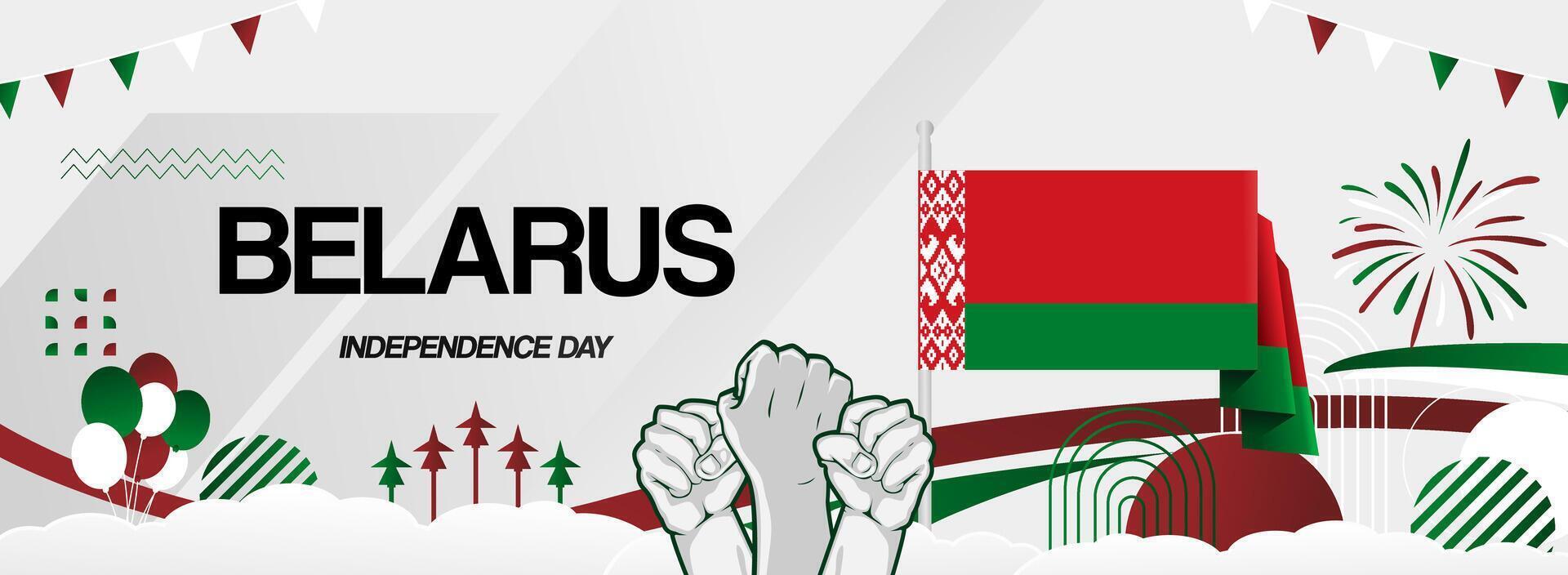 Happy independence day Belarus. Abstract art for independence poster design, greeting card. Belarus national day illustration vector
