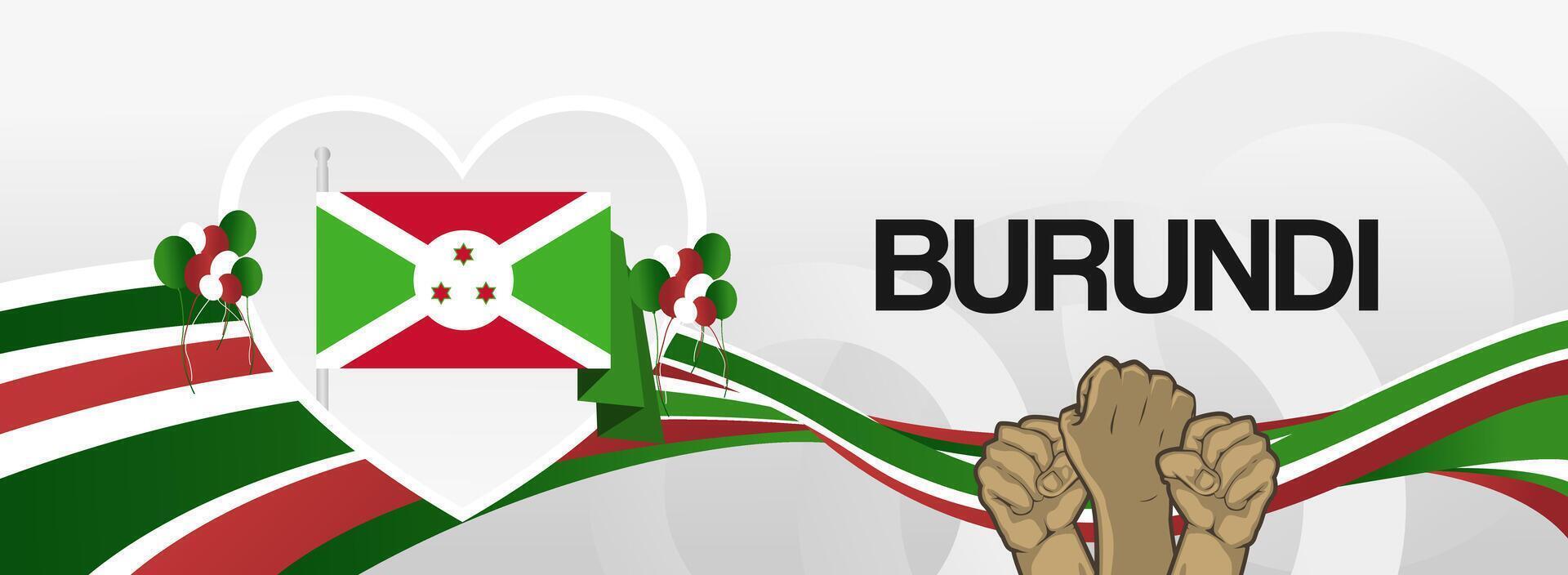 Burundi horizontal banner to be used as Burundi national or independence day greeting card vector