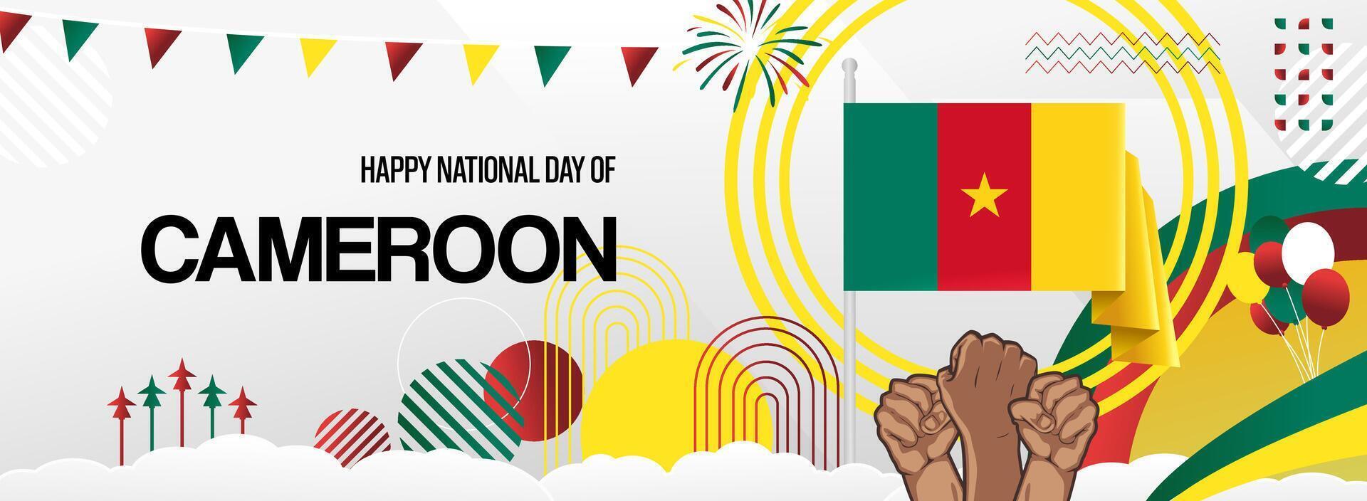 Cameroon national day wide banner vector