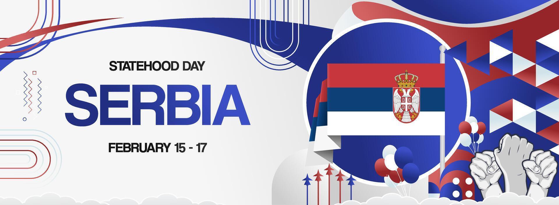 Geometric wide design for Serbian statehood day vector