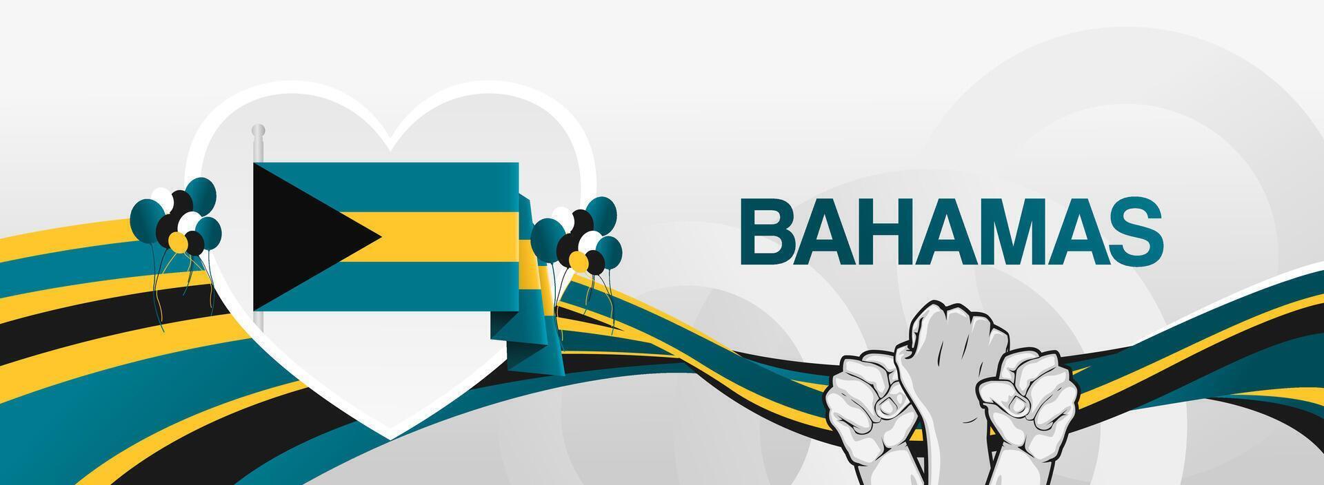 Bahamas national day greeting card with love symbol vector