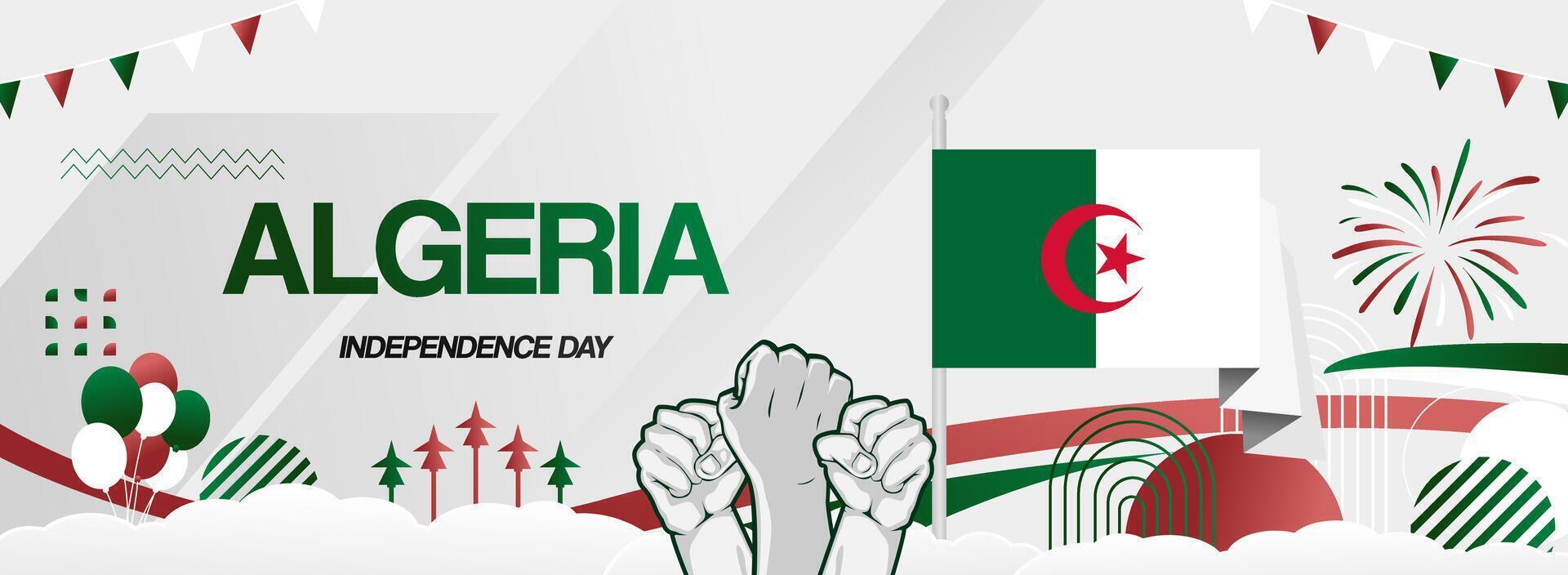 Algerian independence celebration festival banner vector