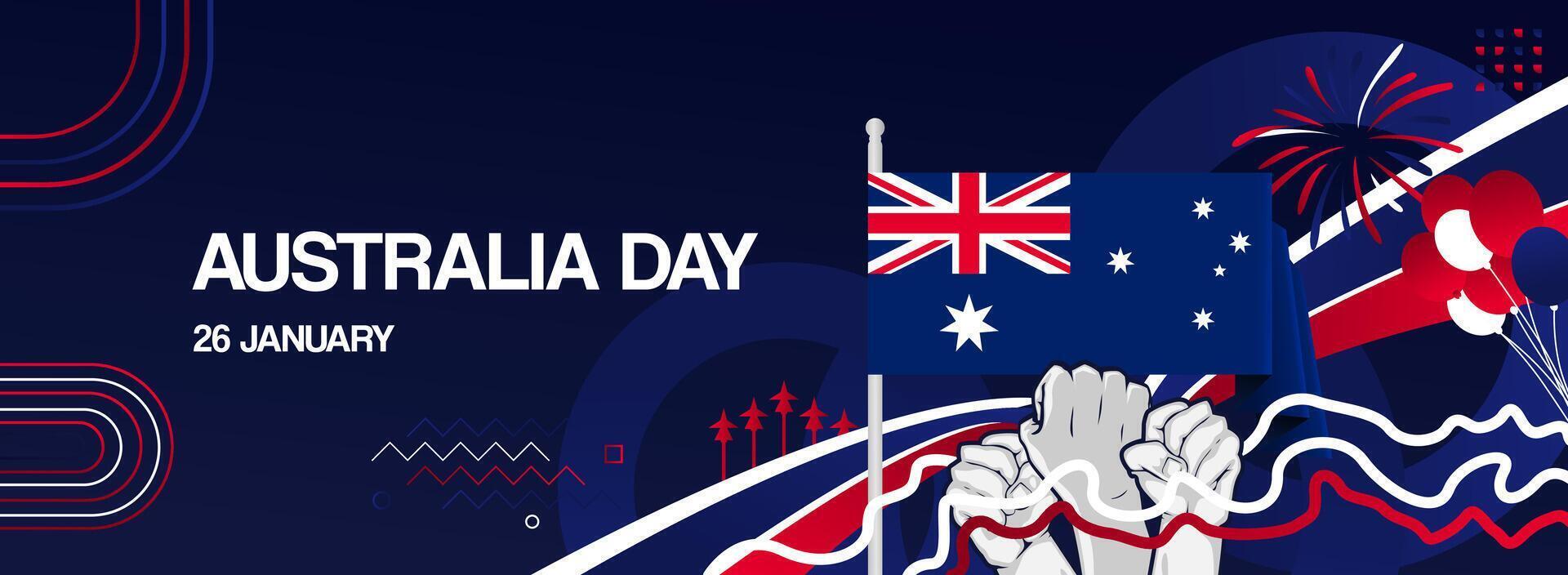 Creative festival template for Australia national day celebration. Happy Australia Day. Modern background that can be used as new year greeting card, music poster to sports. vector