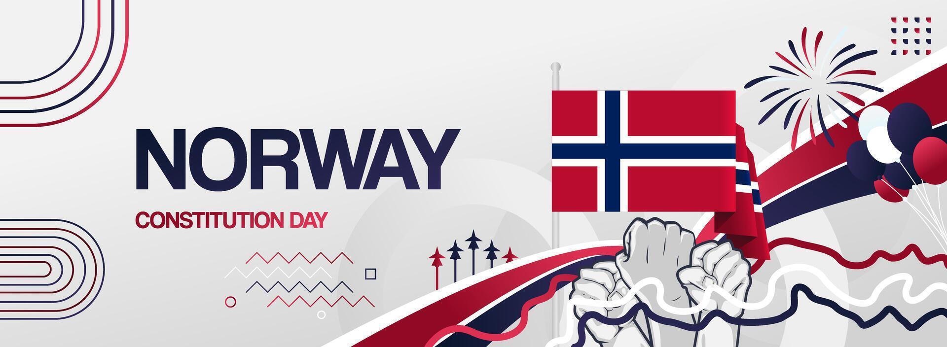 Happy constitution day Norway. Creative greeting card for Norway national day vector