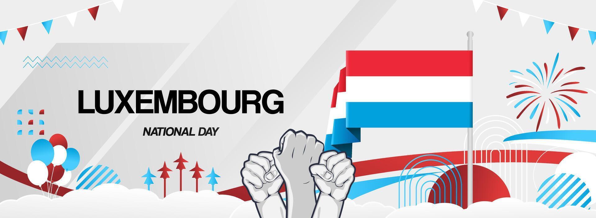 Modern abstract art for Luxembourg independence day or national day. Can also be used for various purposes such as sports event and stage background vector