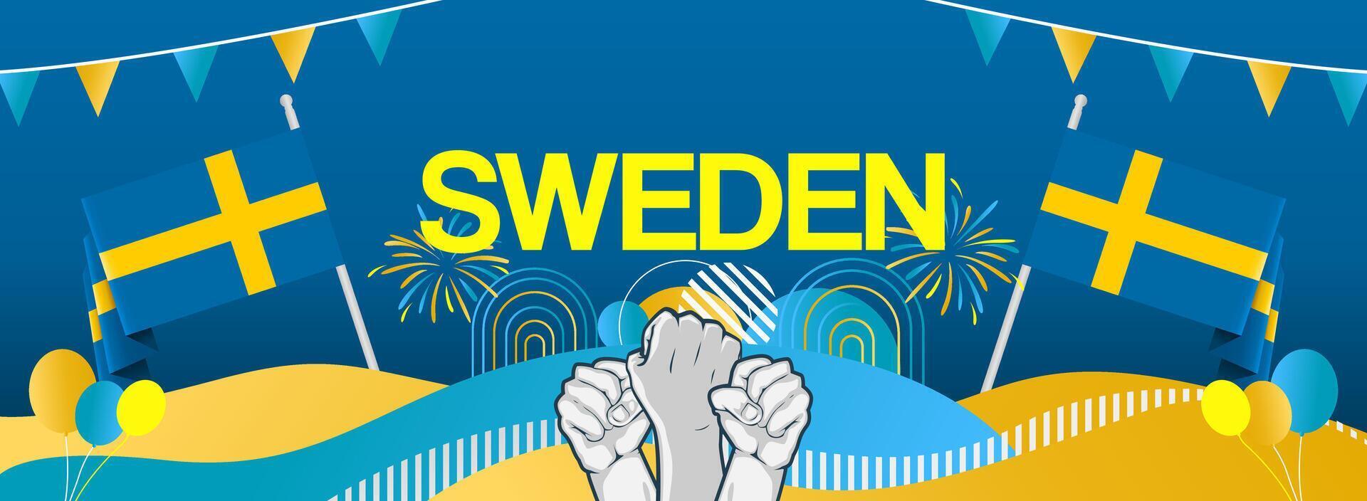 Template design for public holiday or national day celebration of Sweden vector