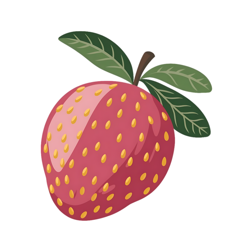 A strawberry with leaves on it png
