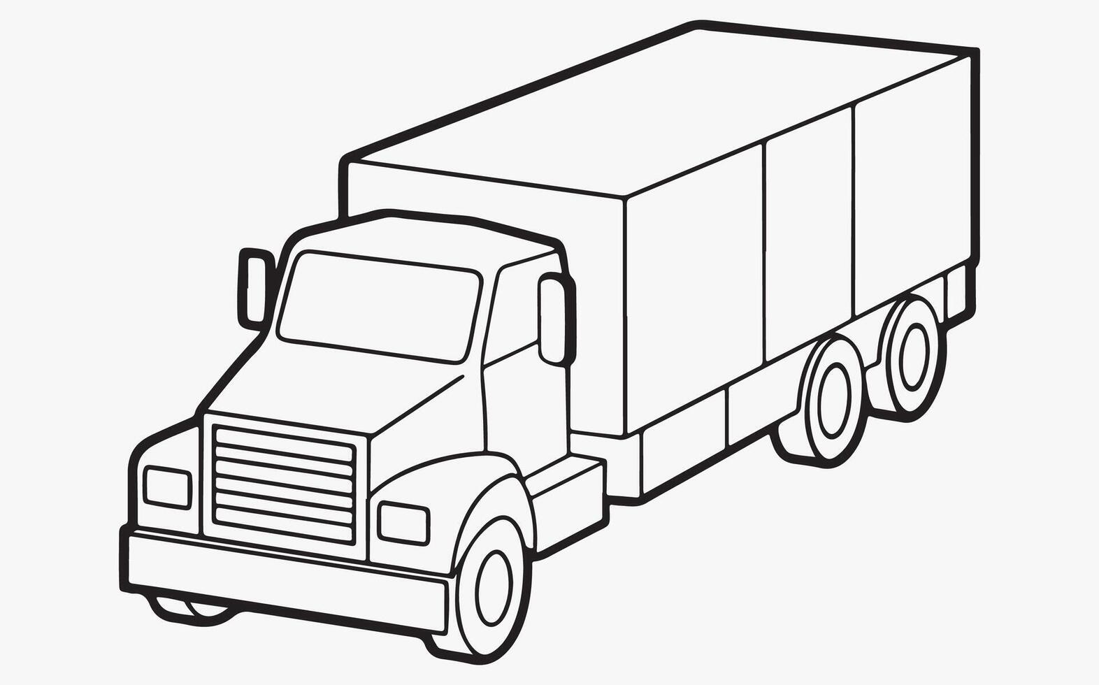 Detailed Truck Line Drawing vector