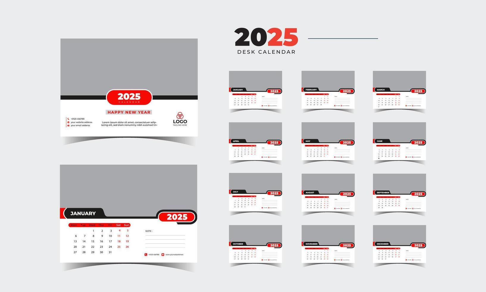 2025 Desk Calendar Plan with Purpose vector