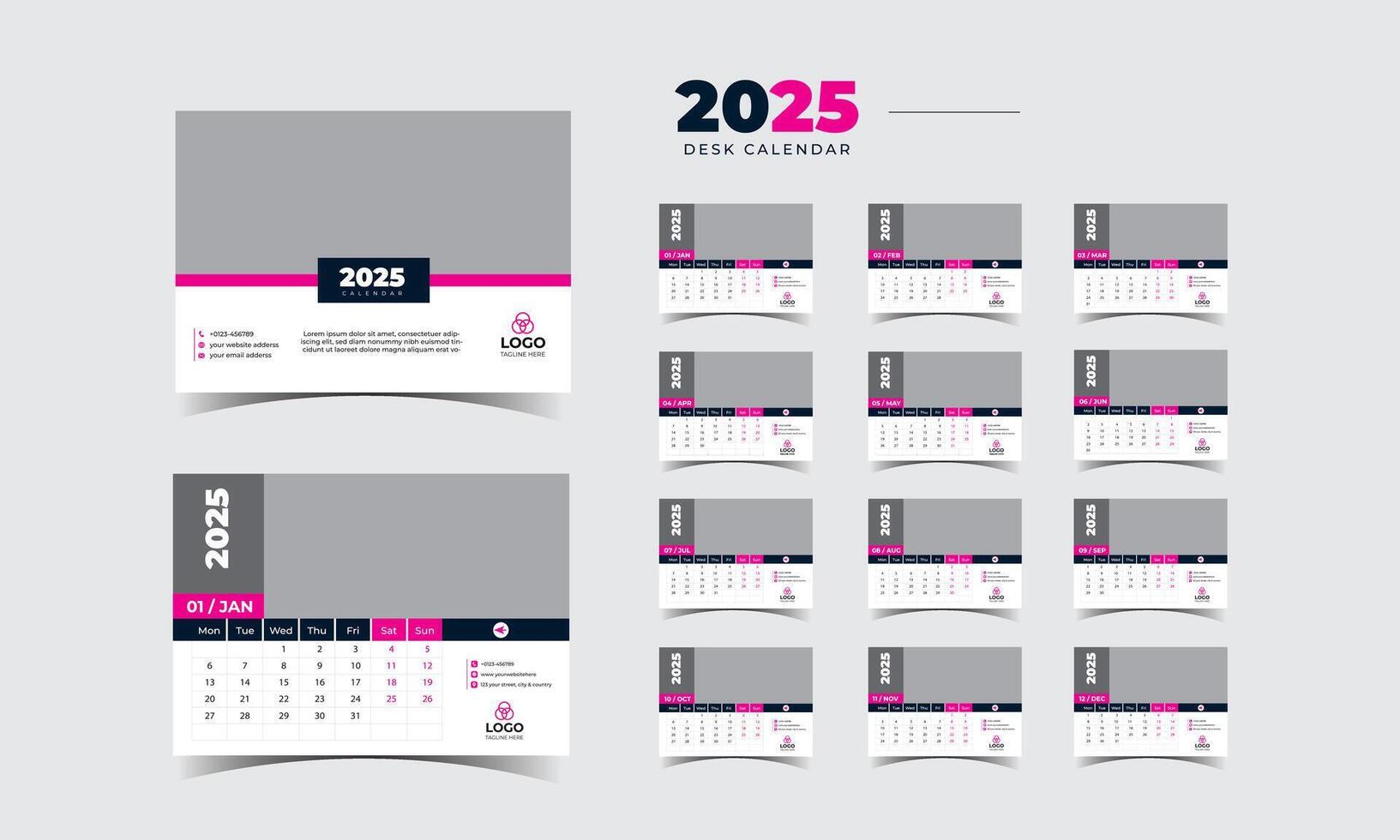 Desk Calendar 2025 A Year of Inspiration vector