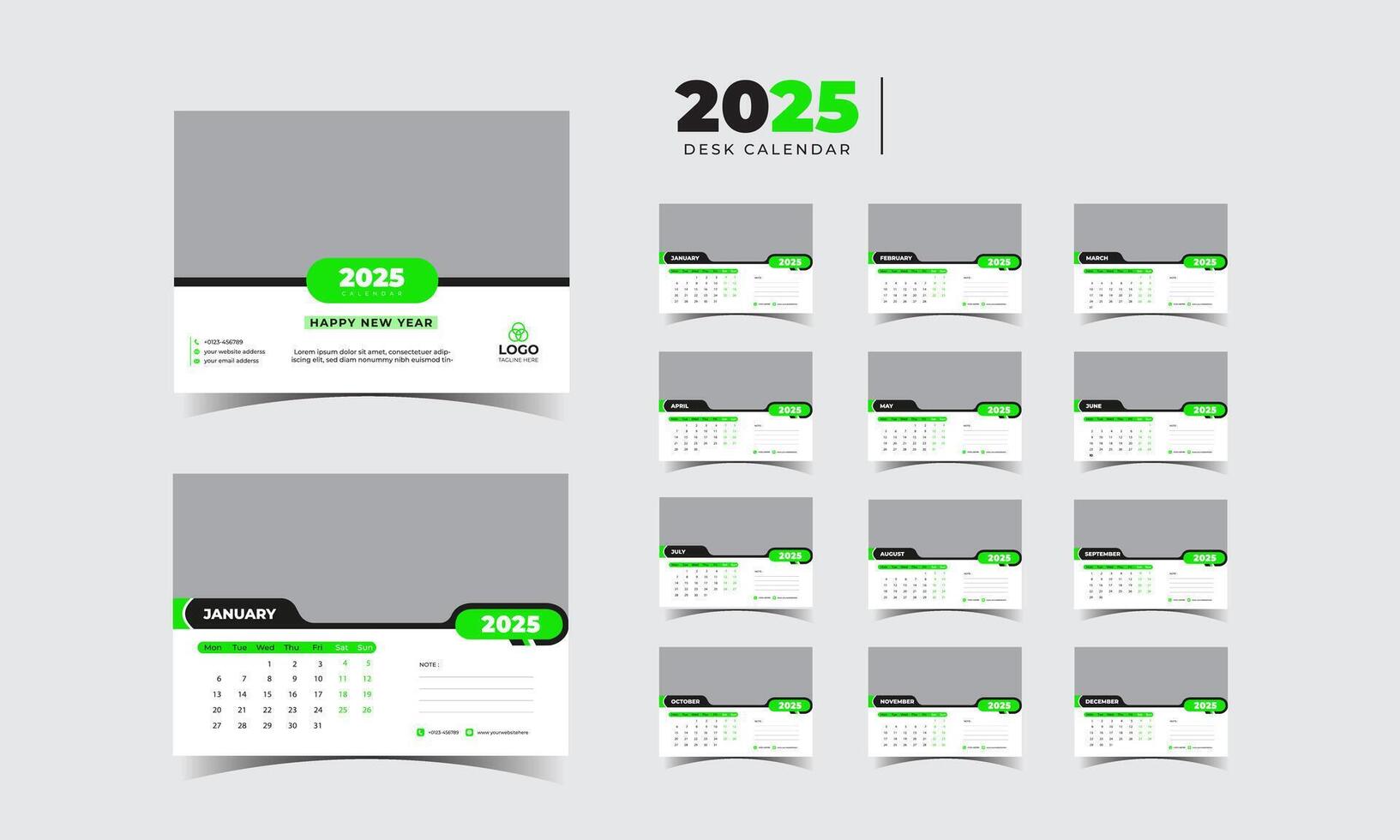 2025 Desk Calendar Organized Inspired vector