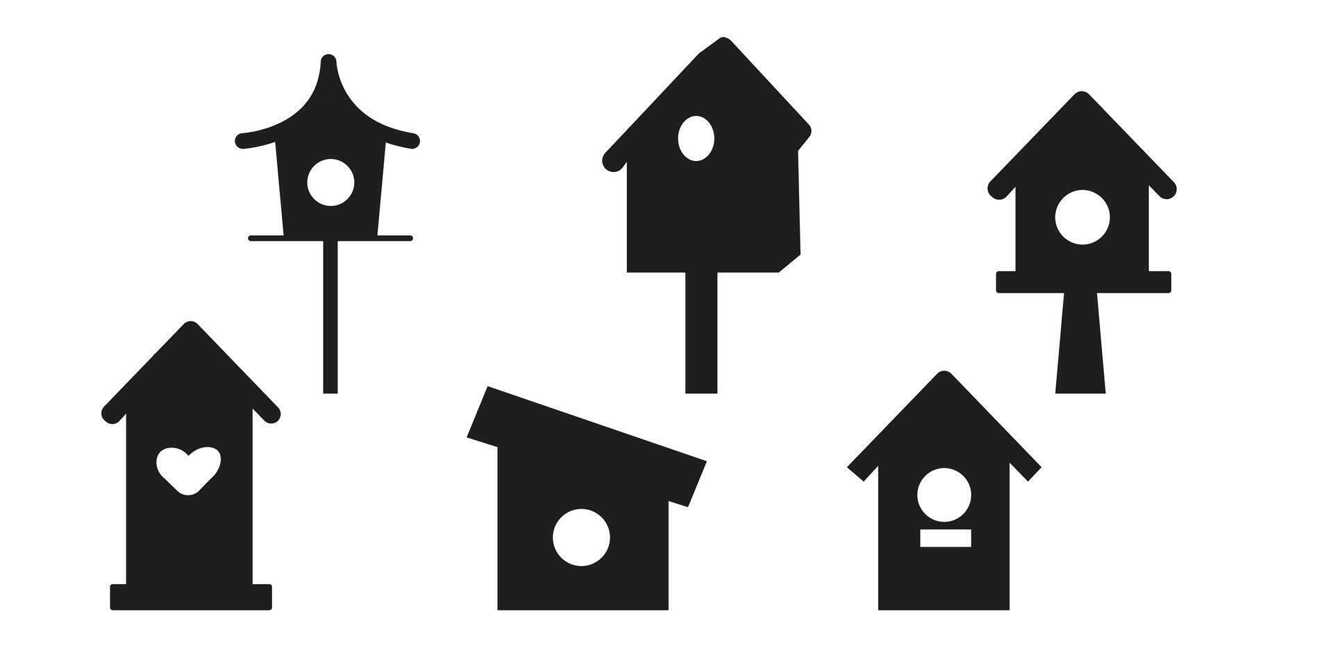 A collection of different bird feeders silhouette vector