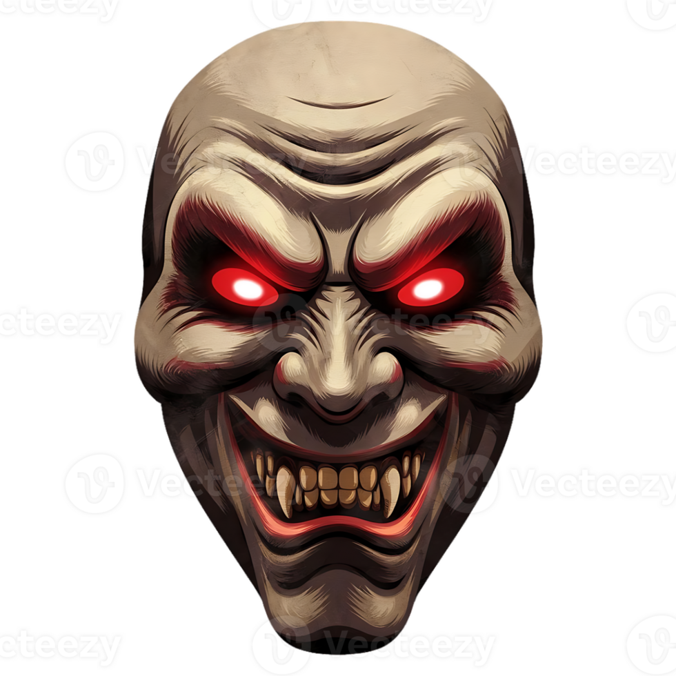 A creepy mask with red eyes png