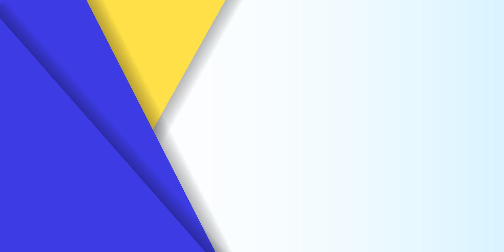 A blue and yellow background with a white and blue triangle vector