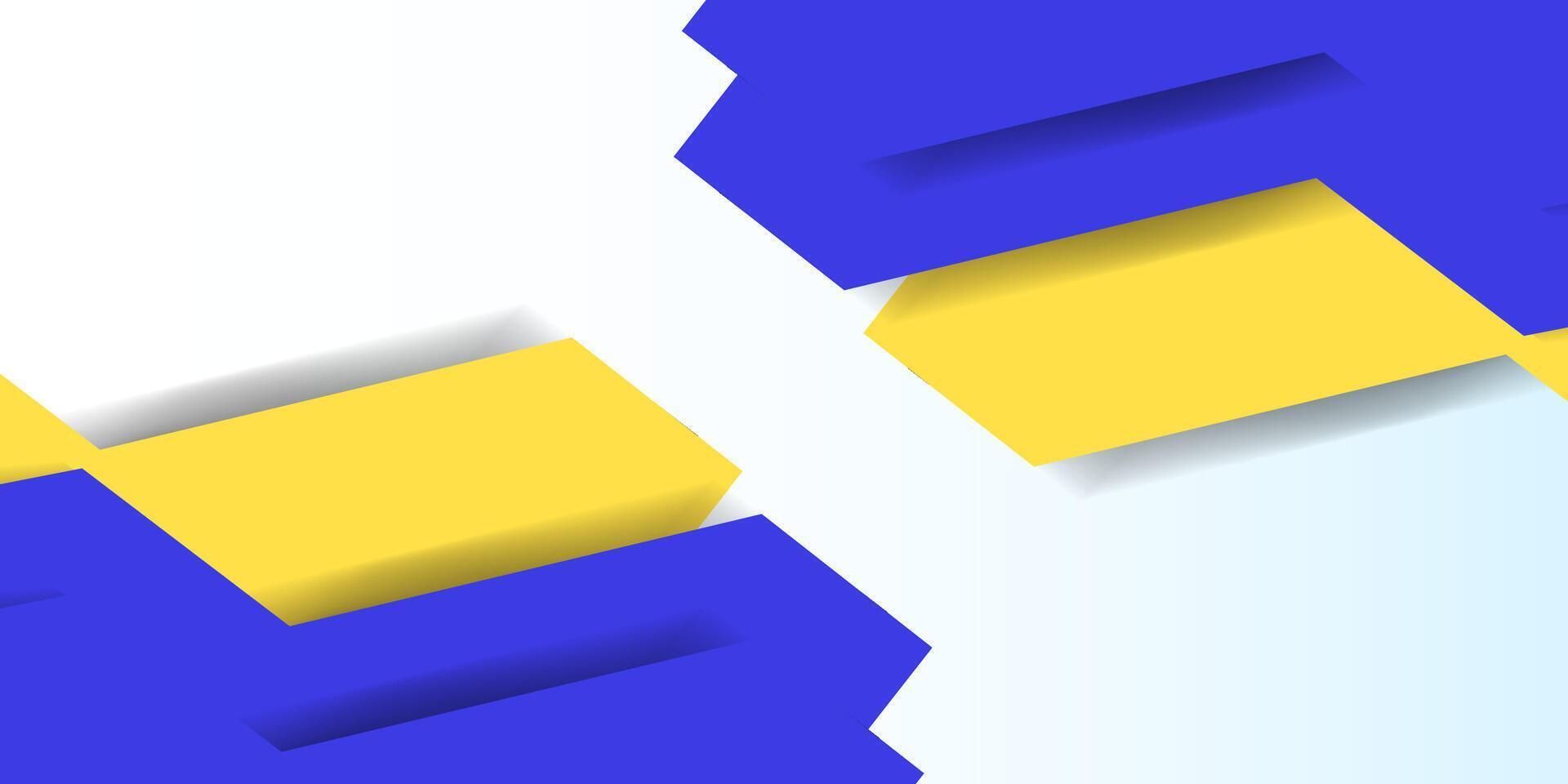 A blue and yellow background with a yellow and white square vector