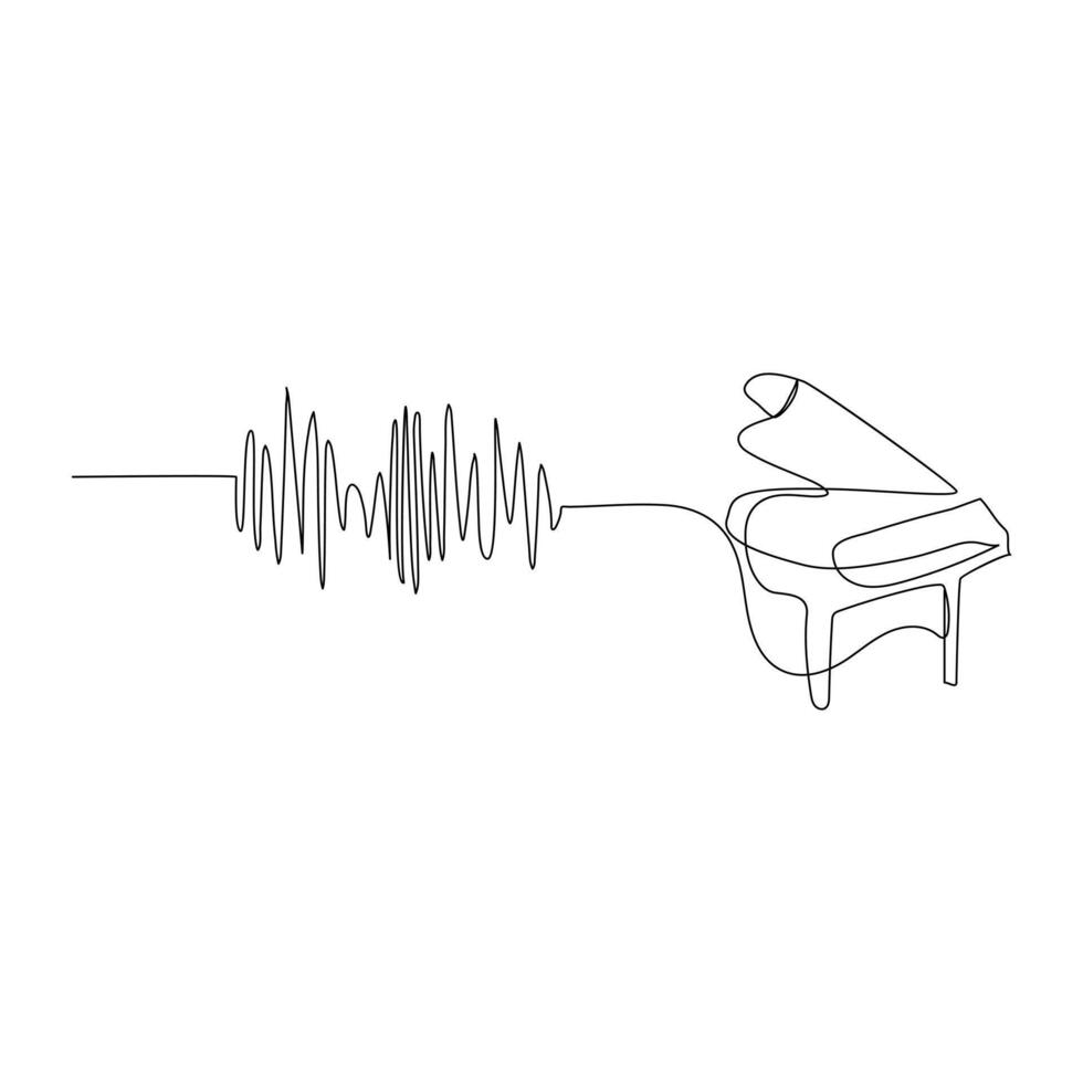piano.Piano continuous one line drawing , Classical music instruments concept. Trendy single line draw design graphic illustration vector