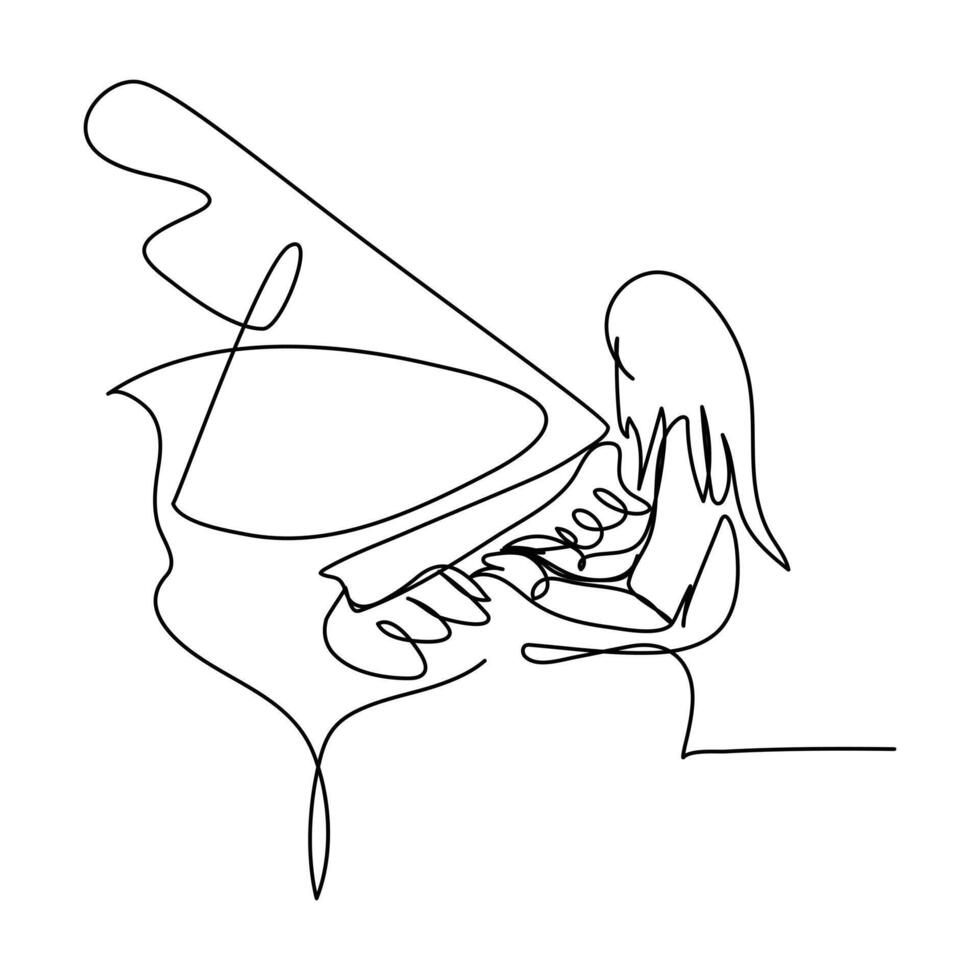 One line drawing abstract Grand Piano vector