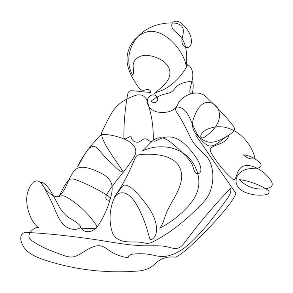 One continuous line drawing of snowboarder man hand drawn line art minimalist design. vector