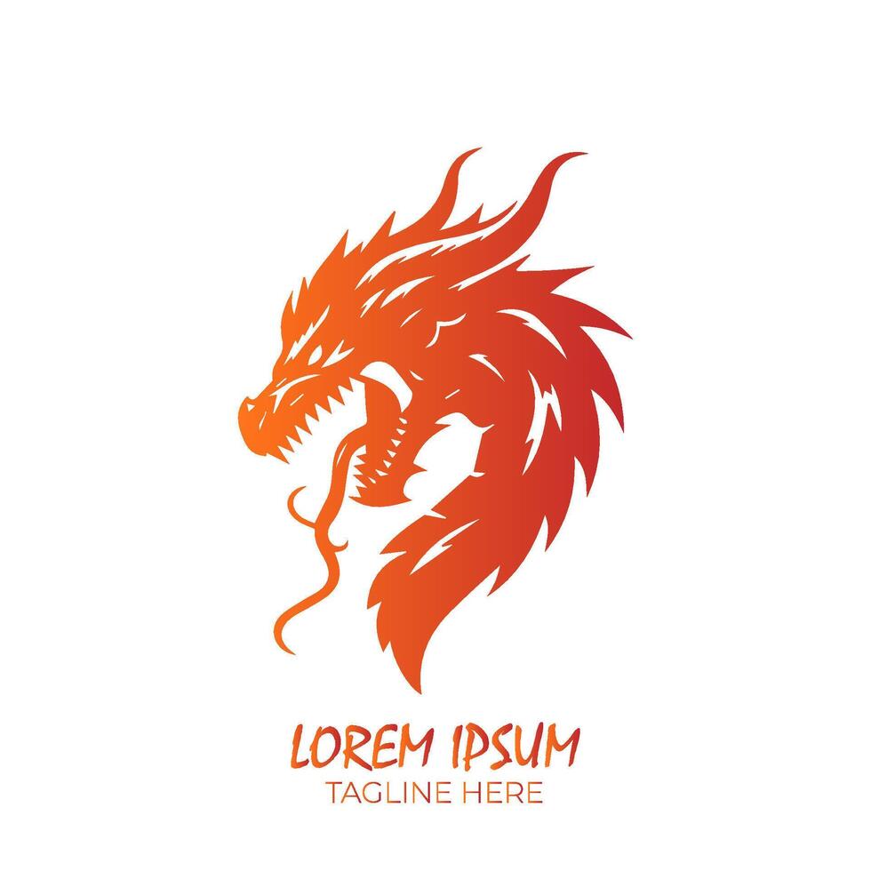 Blazing Dragon Head Logo Bold and Fierce Design vector