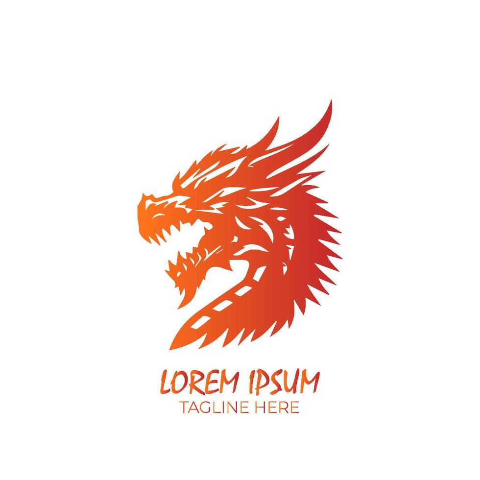 Black Dragon logo or icon on White Background. Mythical Creature Illustration vector