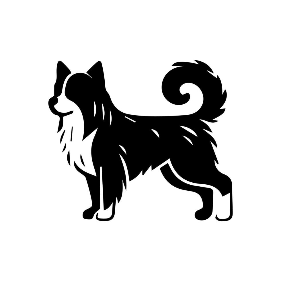 A black and white dog standing on a white background vector