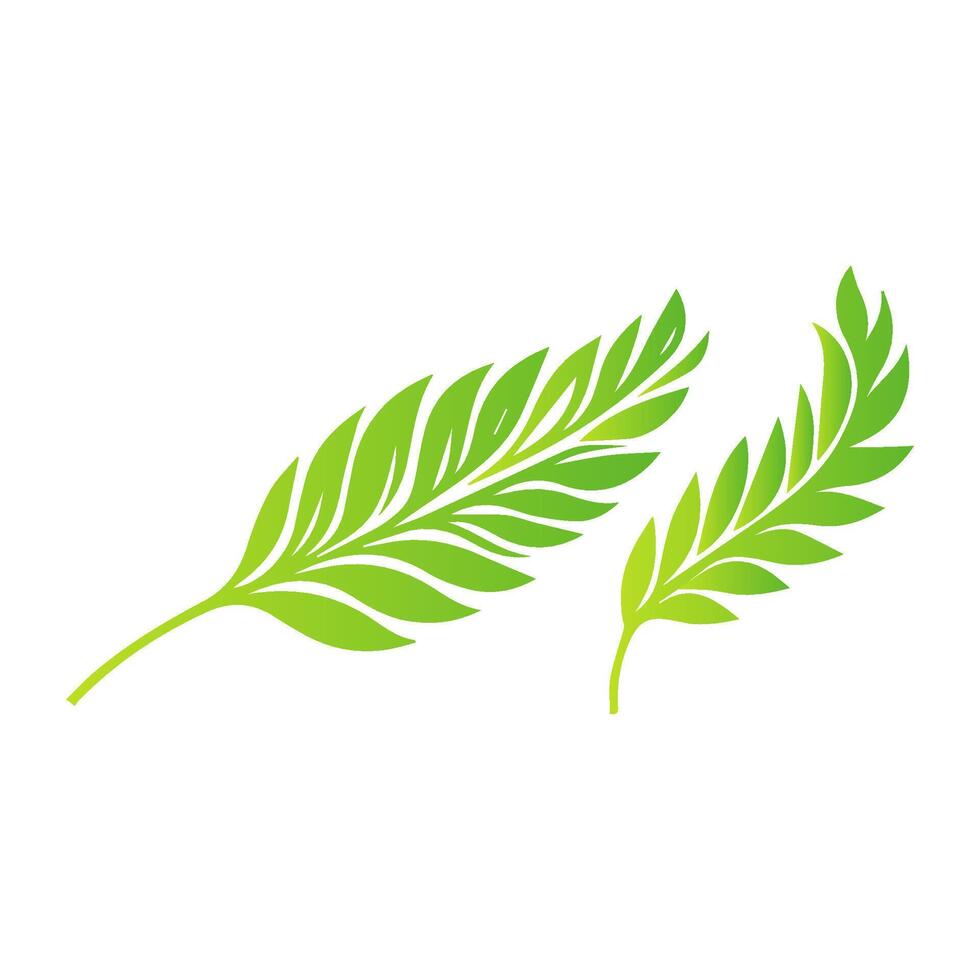 Flat green tropical leaves logo icon vector