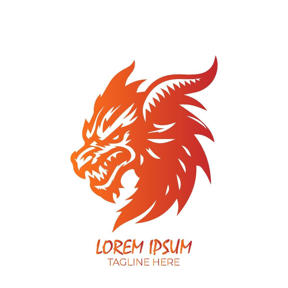 Dragon Head with Flames Logo A Fiery Emblem vector
