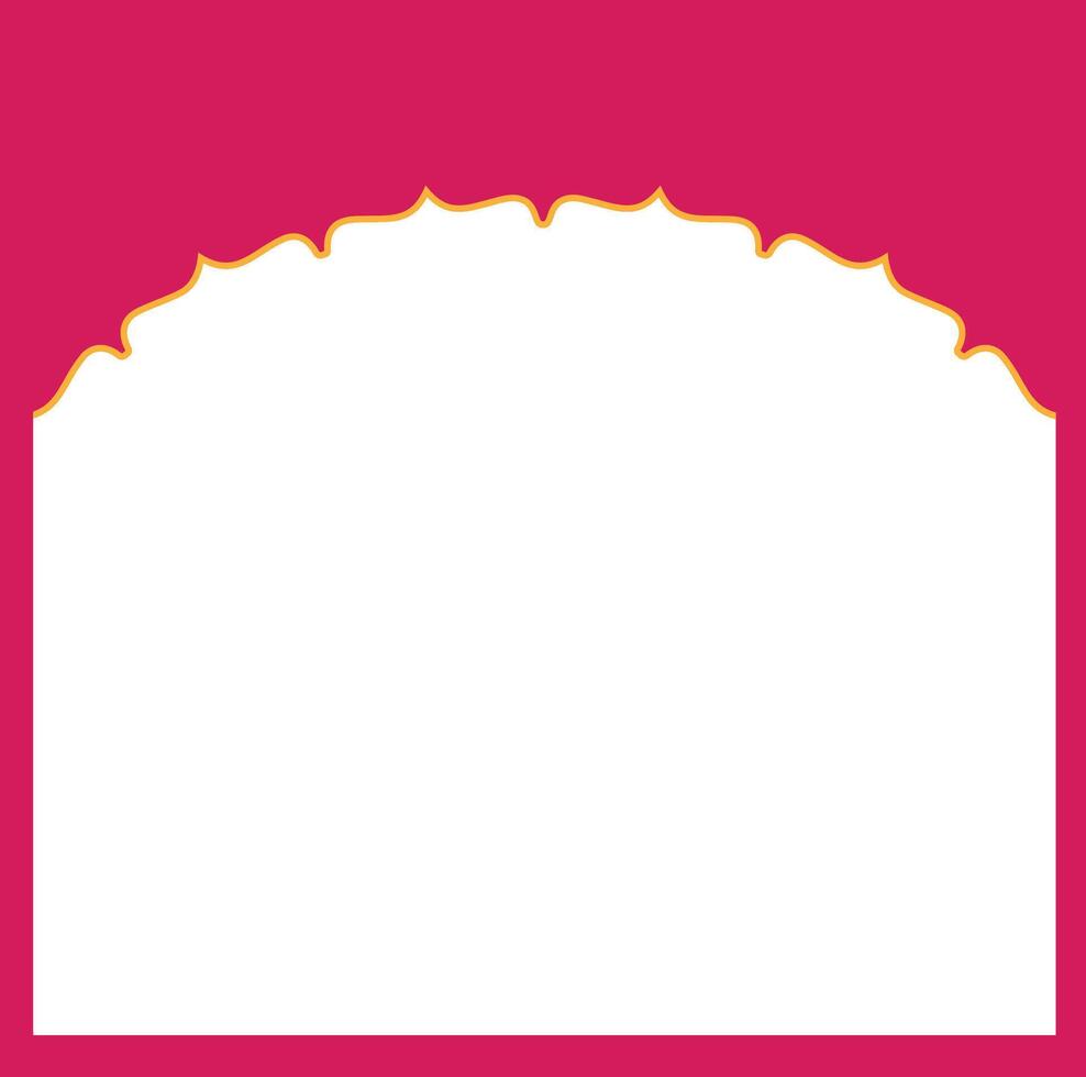 Decorative Arch Frame Design with Pink and Gold Border. The frame has an intricate, ornamental style, making it ideal for use in invitations, greeting cards, festive banners, or any digital projects vector