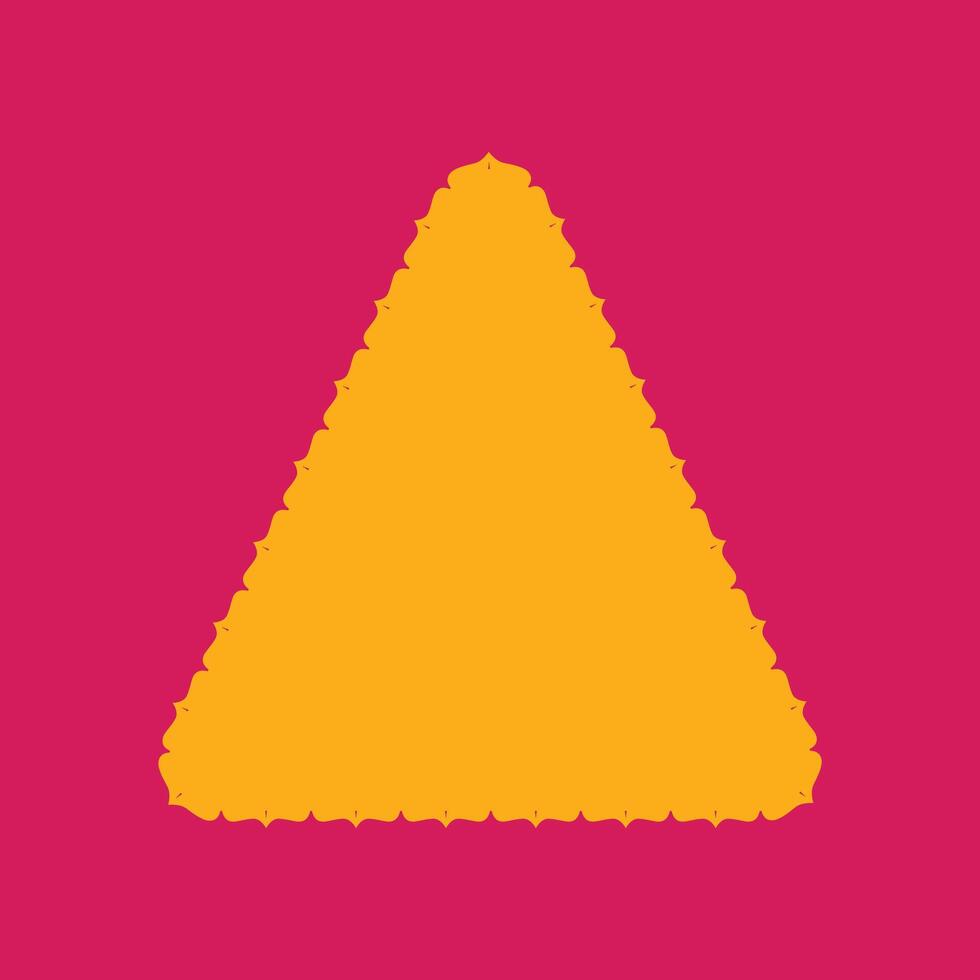Vibrant Triangle Decorative Frame with Yellow-Orange Floral Design on Pink Background, Abstract art is ideal for use in festive banners, social media posts, invitations, etc. vector