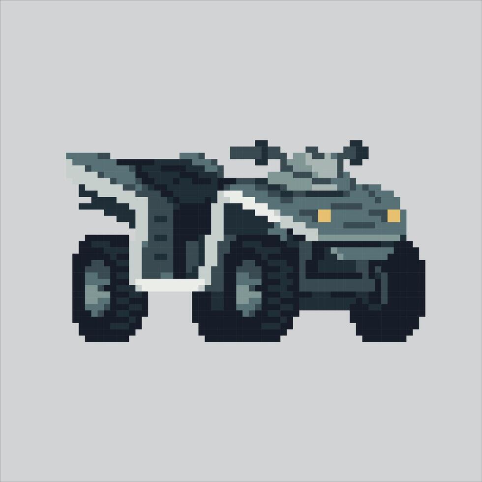 Pixelated Four Wheeler Bike. Quad Bike ATV Four Wheeler Icon pixelated for the pixel art game and icon for website and game. old school retro. vector