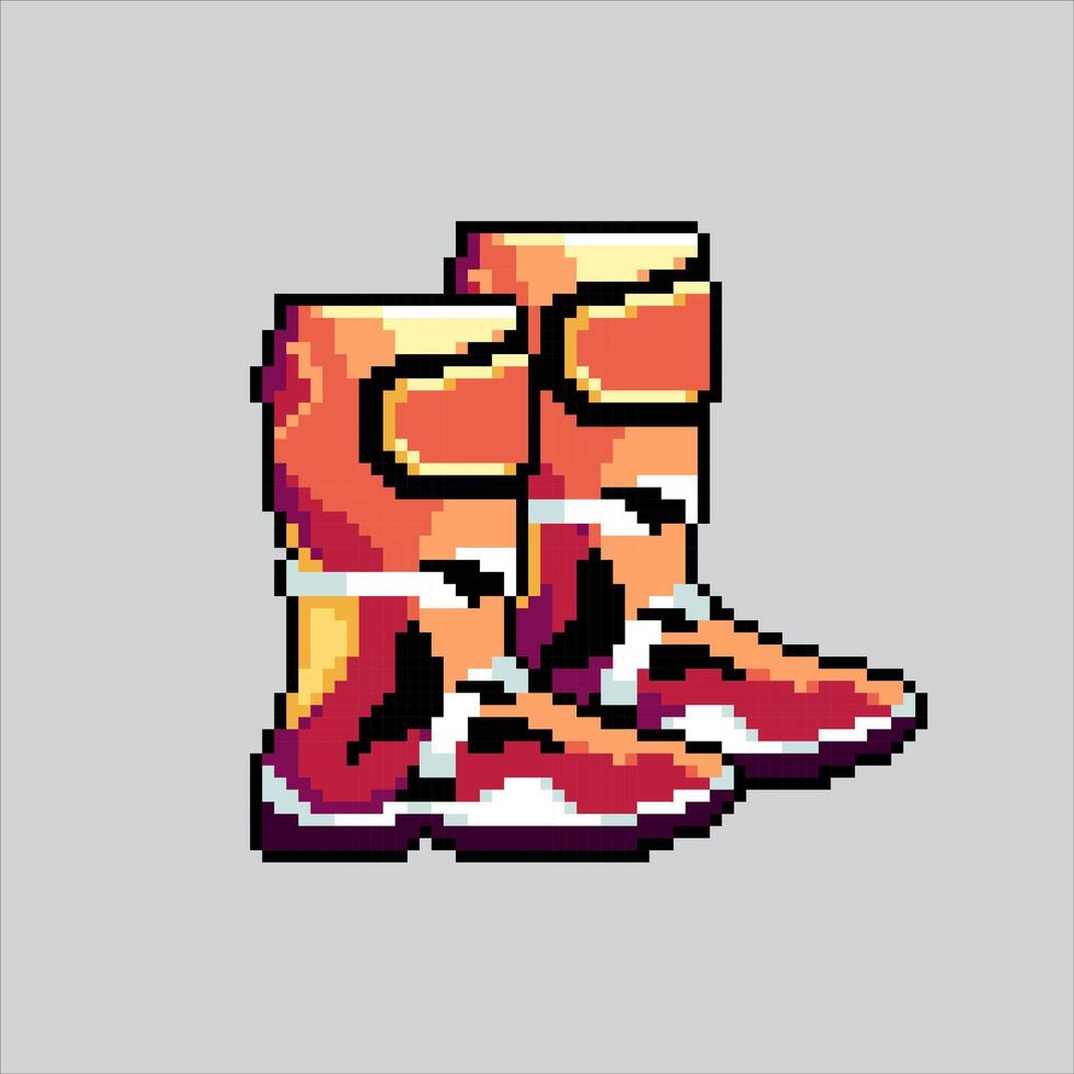 Pixelated Motocross Boots. Dirt Bike Motocross Boots Icon pixelated for the pixel art game and icon for website and game. old school retro. vector