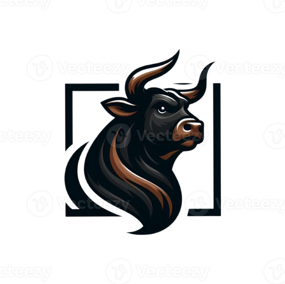 A black and brown bull logo design png