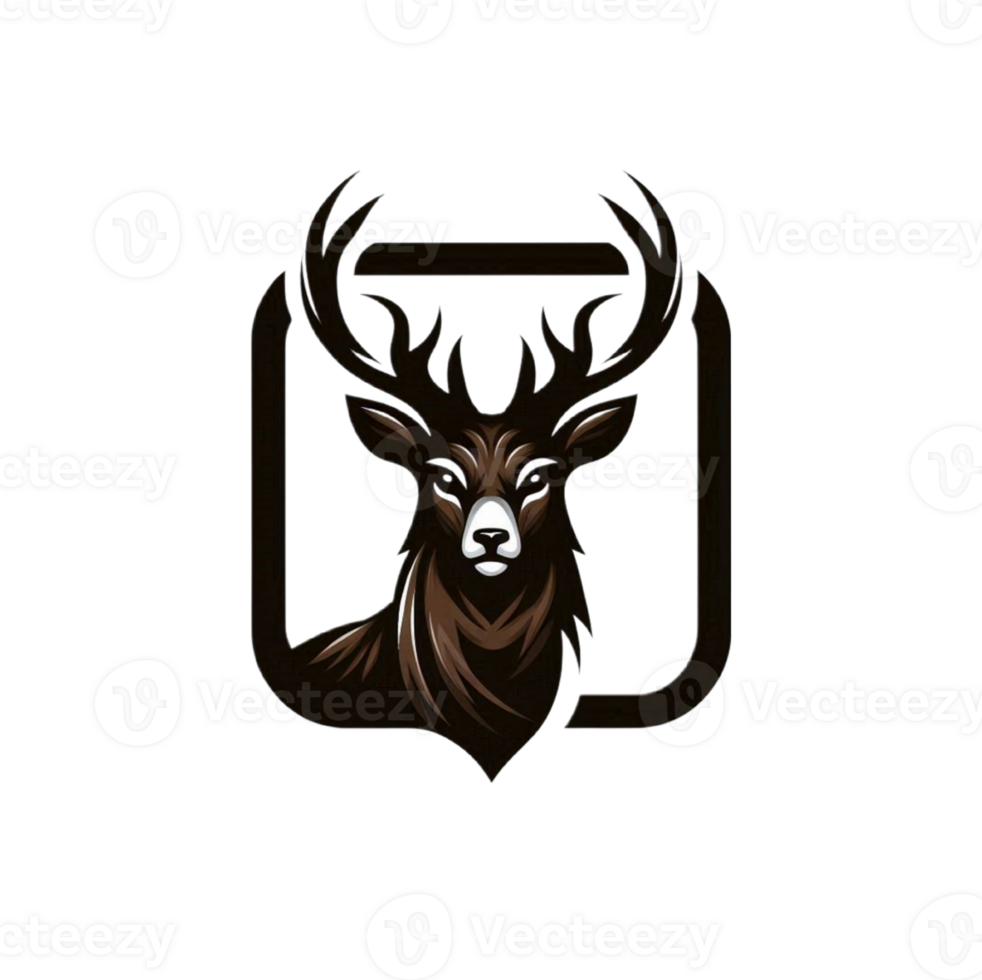 Stylized logo design of A deer with antlers png
