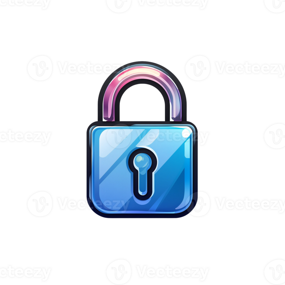 a blue lock icon on a transparent background png
