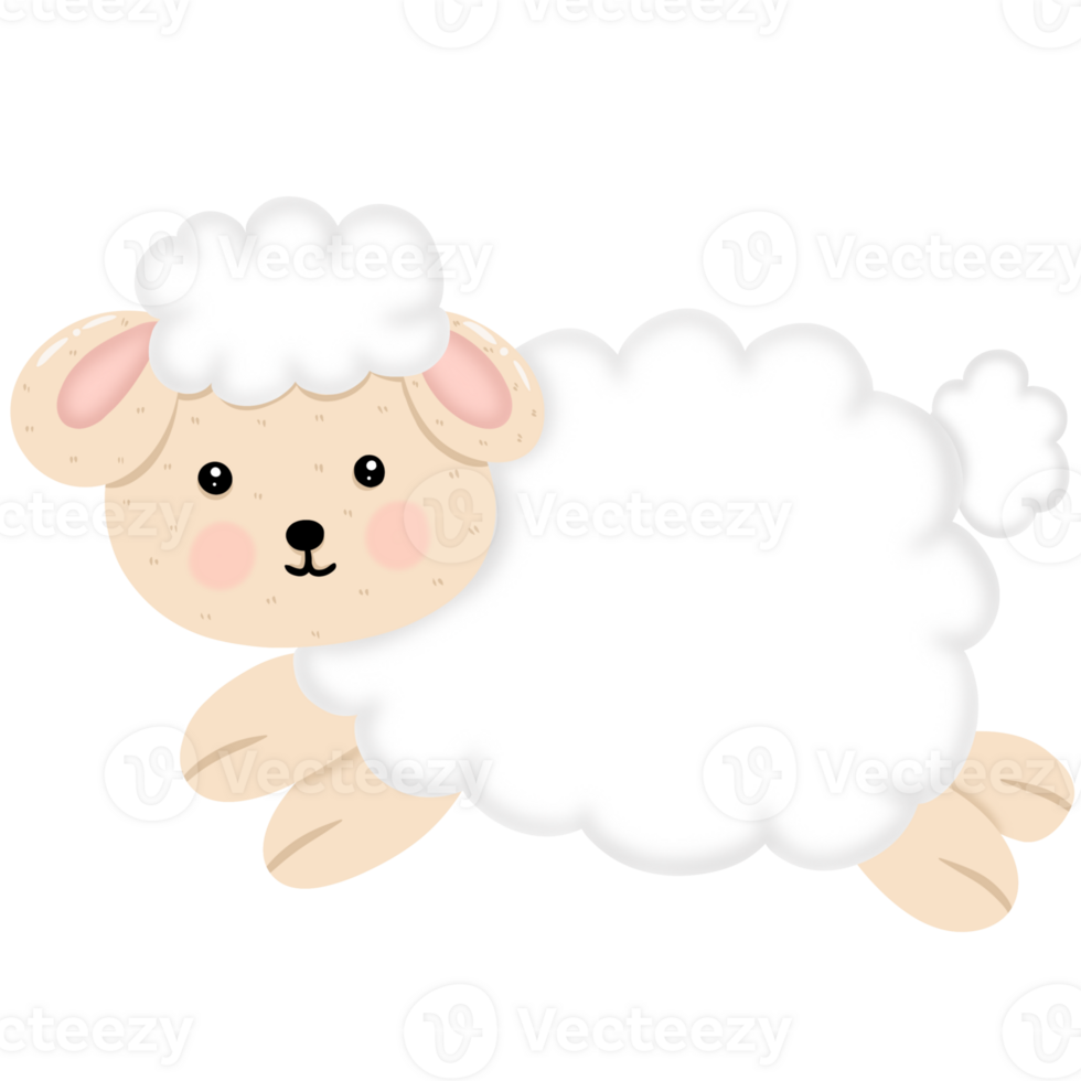 Cartoon of a white sheep jumping png