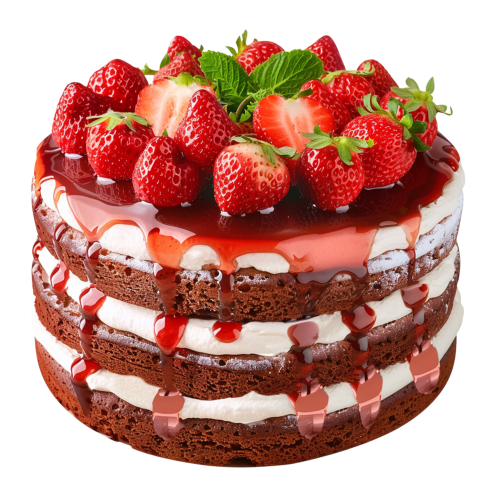 Tasty strawberry cake 51989702 PNG