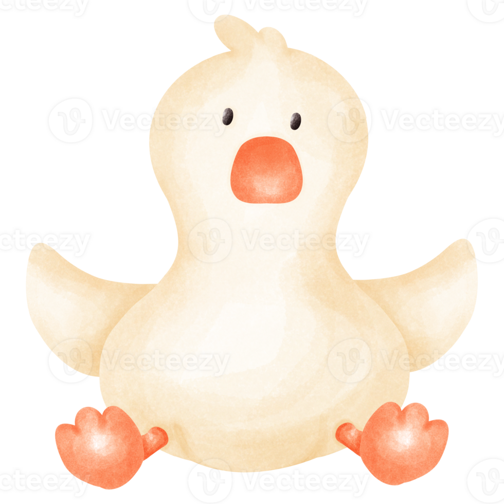 Happy farm water color cute duck animals collection png