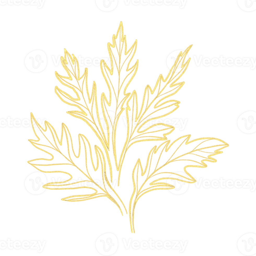 Golden Foliage Stylized Leaf Artistry png