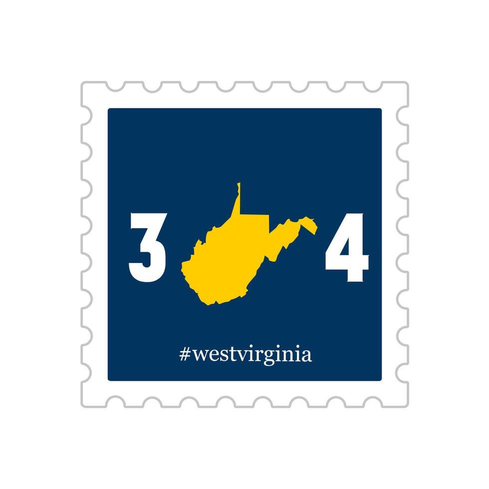 West Virginia 304 Area Code Stamp Design vector