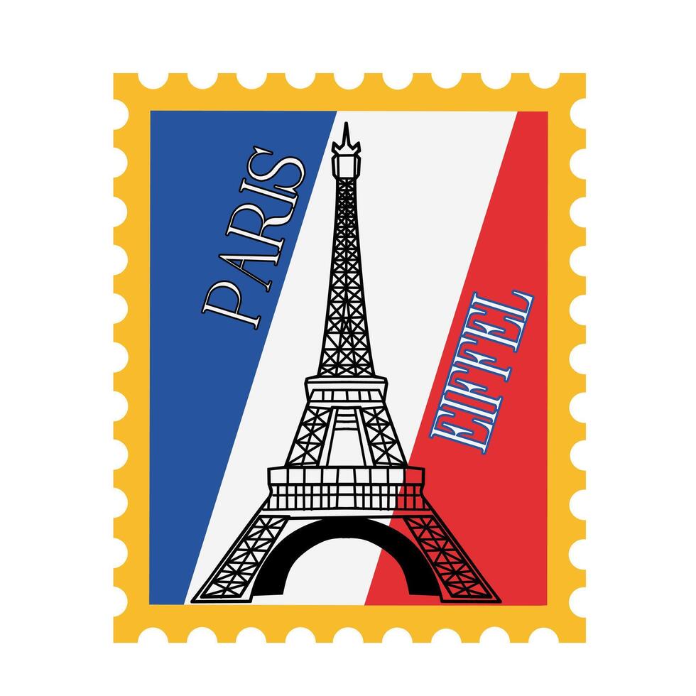 Stamp of the Eiffel Tower with French color, Perfect for print, apparel, shirt, etc vector