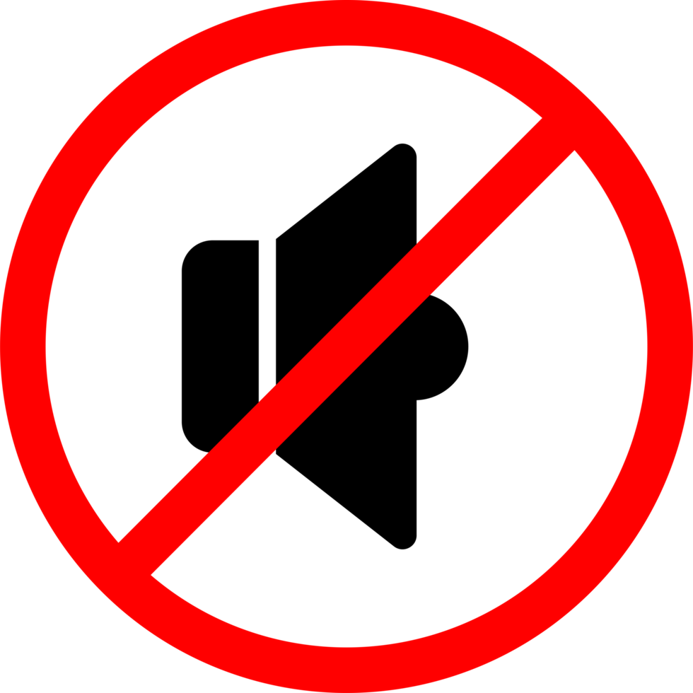 No sound sign indicating silence zone or no sound area sign and mute png