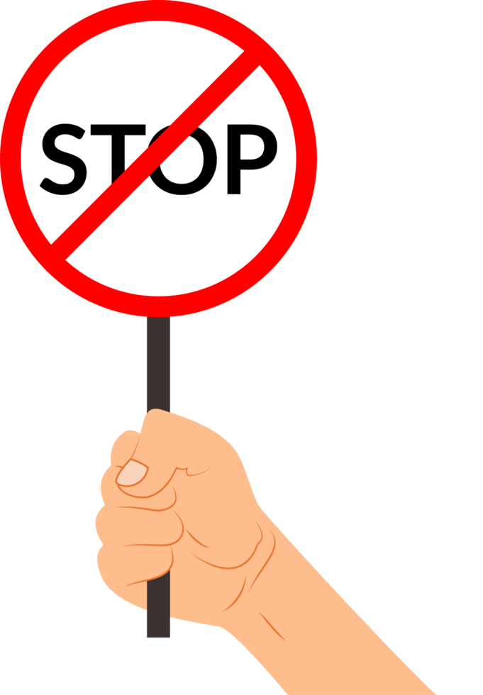 hand holding no stopping sign or stop prohibition sign png