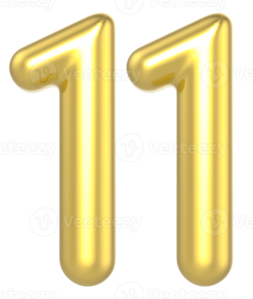 11 Number Gold Render png
