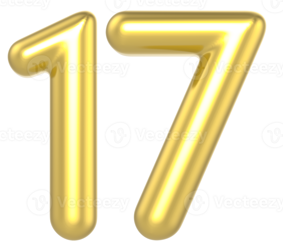 17 Number Gold Render png