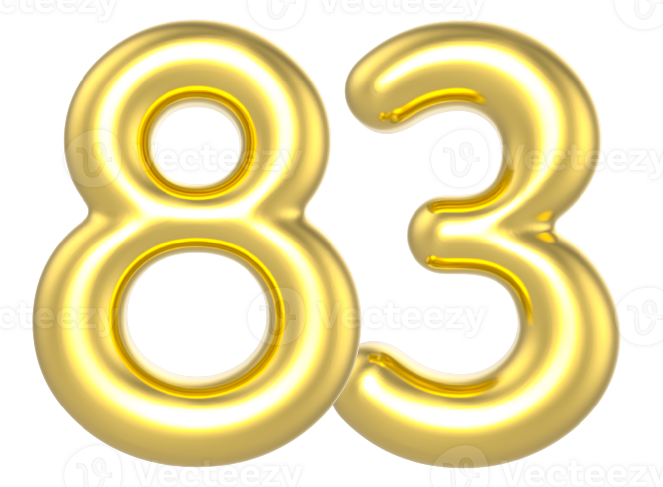 83 Number Gold Render png